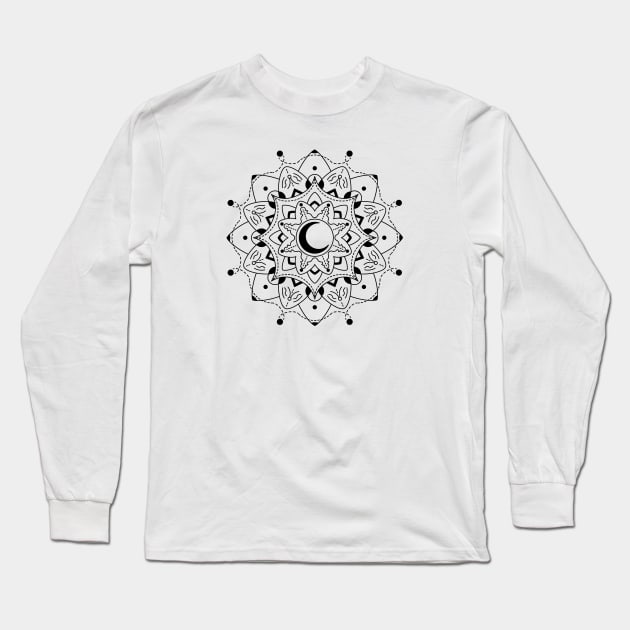 Moon Mandala | Sacred Geometry Long Sleeve T-Shirt by CelestialStudio